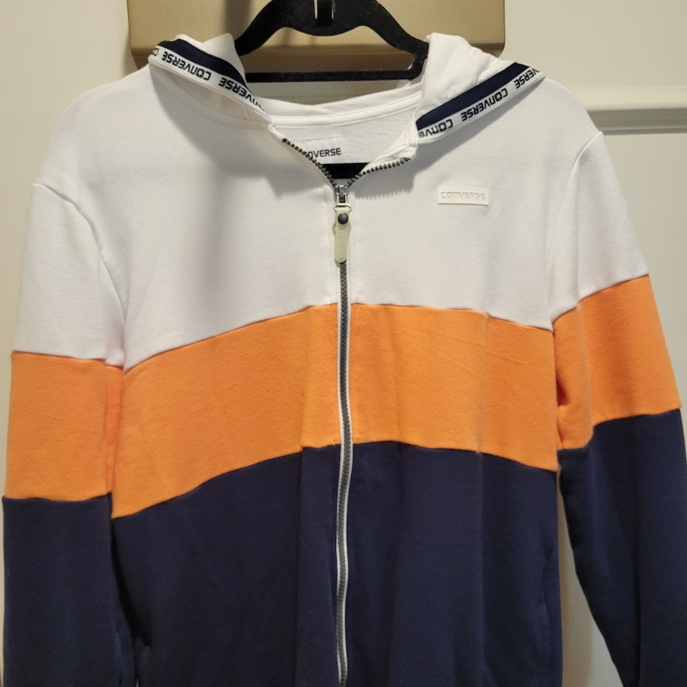 Converse striped zip up hoodie